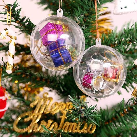 Boules de Noël Transparente 10 cm, Uten 20 Pcs Acrylique Boules à Remplir en Plastique Idéal pour Noël Sapin Pâque Anniversaire Mariage Ornements Décoratifs pour Chambre (1/5)