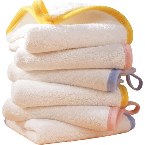 POLYTE - 6 serviettes de toilette pour bébé en microfibres Premium - hypoallergénique/ne peluche pas - blanc - 25 x 25 cm (1/5)