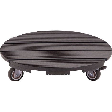 Topfuntersetzer mit Rollen - NATURE - WPC - H8,6 x Ø38 cm - 4 Rollen - Anthrazit