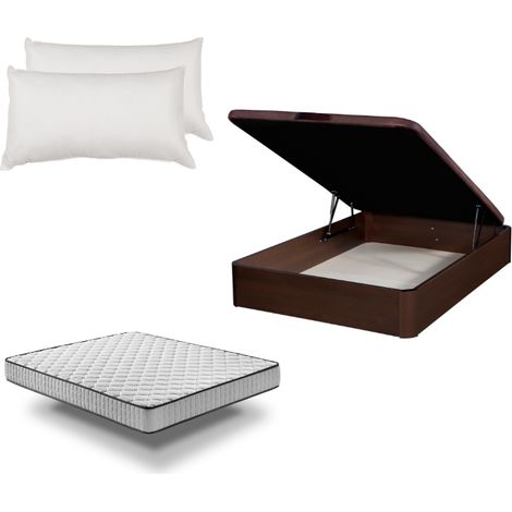 Pack Canapé de madera Wengué + Colchón PRO Nature + Almohada Fibra - Envío y Montaje Incluidos - 190cm (1/5)