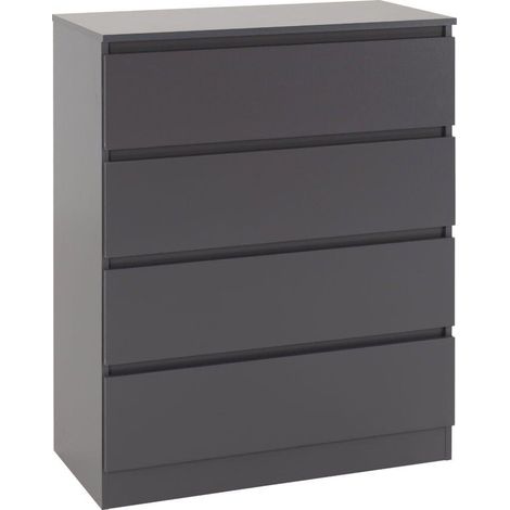 Malvern 4 Drawer Chest - L40 x W80 x H100 cm - Grey