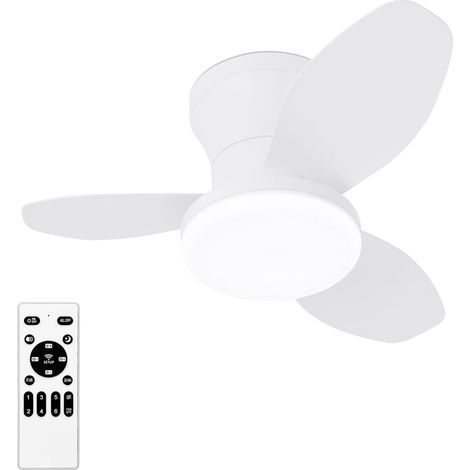 KLVGTIFS PU – Kleiner Deckenventilator mit Licht, 63,5 cm (25 Zoll) Einbauhöhe, Fernbedienung, 3 Flügel, 6 Geschwindigkeitsstufen, dimmbare LED, einstellbare Farbtemperatur (1/5)