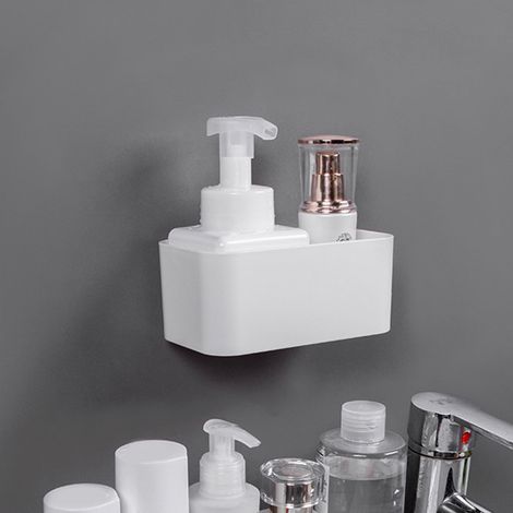 Boîte De Rangement Murale - Auto-Adhésive Sans Couvercle - Blanc - 14 x 8 x 6 cm Et 27 x 8 x 6 cm - Pour Salle De Bain Cuisine Bureau Séjour - 1 Pièce (1/5)