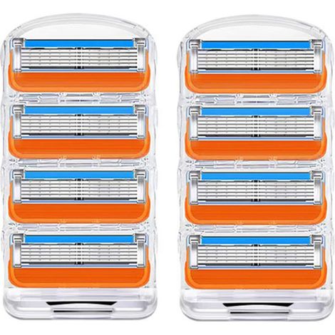 Tête de rasoir 5 lames orange - Compatible avec systèmes rasage Gillette (2 cartouches de 4 lames, 56 g) (1/4)