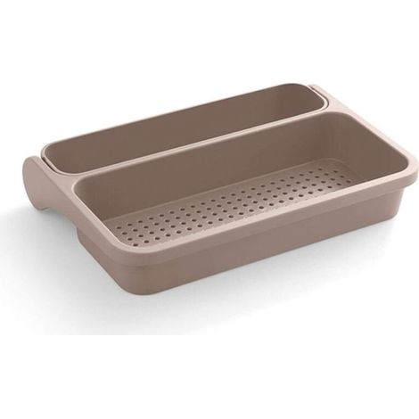Panier égouttoir pliable pour fruits et légumes, étagère de rangement sans rinçage, accessoire de cuisine couleur rose (1/5)