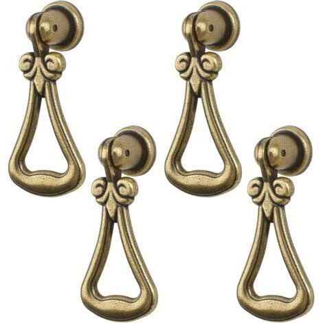 Lot de 4 poignées de suspension vintage en alliage de zinc avec anneau triangulaire pour armoires, armoires, placards, tiroirs, portes, meubles décoratifs - Vert bronze (1/5)