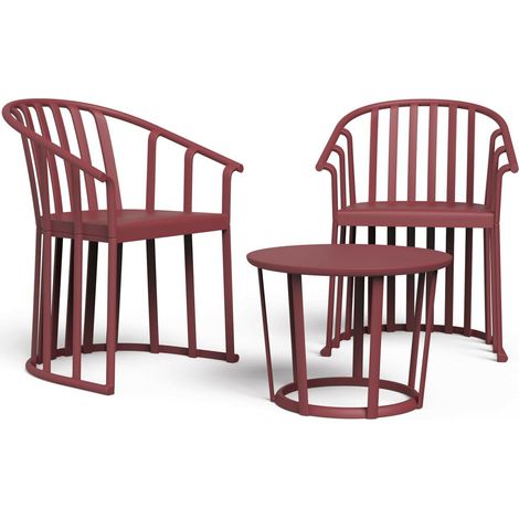 Resol RAFF Fauteuil-Table Intérieur, Extérieur Set 2+1 Bordeaux (1/3)