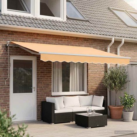 Teenpull – Ausziehbare Markise Sand 450 x 350 cm Stoff und Aluminium (1/5)