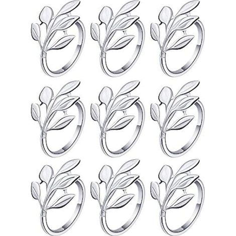 Porta anillos de 50 hojas, adorno vintage, para mesa de comedor, decoración de bodas en otoño y Navidad. (1/4)