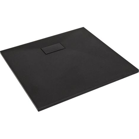 Milano Rasa Graphite Low Profile Rectangular Textured Slate Effect Shower Tray and Waste - 900mm x 800mm (1/4)