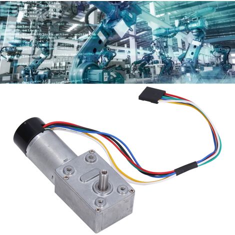 Moteur à engrenage à vis sans fin JGY-370 avec tachymètre à encodeur, couple élevé, faible vitesse, autobloquant, arbre de sortie unique, 66 tr/min, MDC6V (1/5)