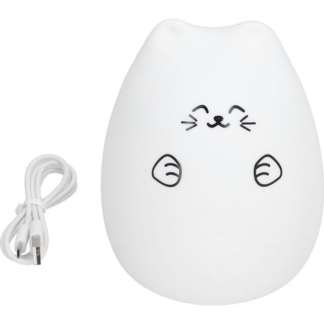 Set mit 1 Silikon-Touch-LED-Nachtlicht, Glückskatzen-Stimmungslampe, beruhigendem Babylicht, wiederaufladbarer Nachttischlampe (mit eingebautem Akku) (1/5)