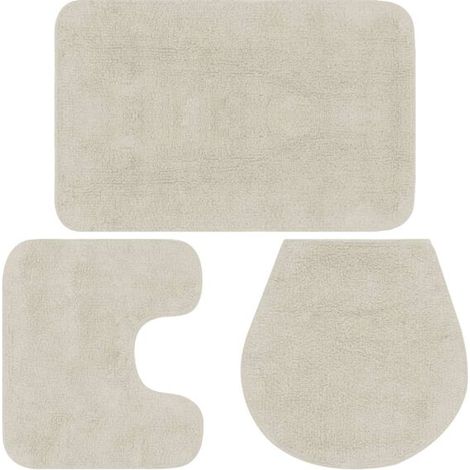 Ensemble de trois tapis de bain, en tissu blanc (1/5)