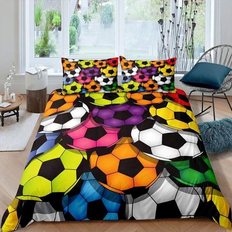 3D Fußball Bettwäsche Set 135x200cm Mikrofaser mit Kissenbezug 80x80cm Mehrfarbig