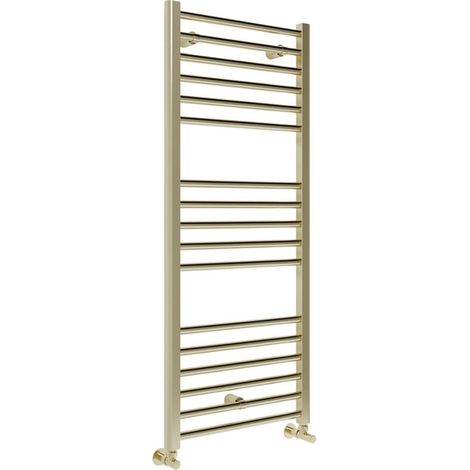 Signature Paragon Straight Heated Towel Rail 1200mm H x 500mm W - Brushed Brass (1/2)