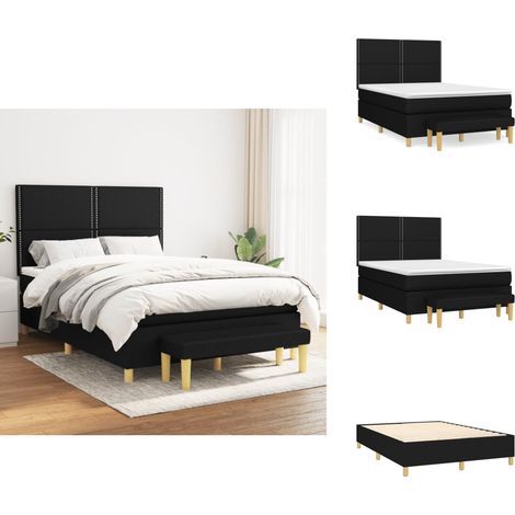 Boxspringbett mit Matratze Schwarz 140x200 cm Stoff - Boxspringbett - Doppelbett - Schlafraum - Betttisch - Bettsofa (1/5)