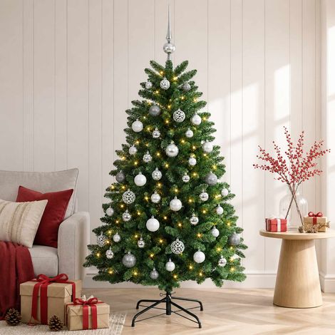 vidaXL Árbol de Navidad artificial verde medio con bolas 180 cm (1/5)