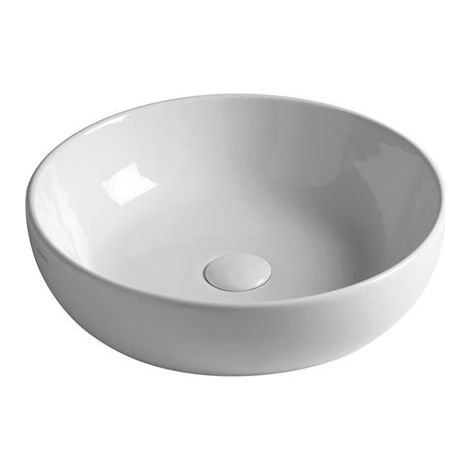 Lavabo EASY da Appoggio Tondo in Ceramica Bianco Lucido - L 45 x H 13,5 cm (1/2)