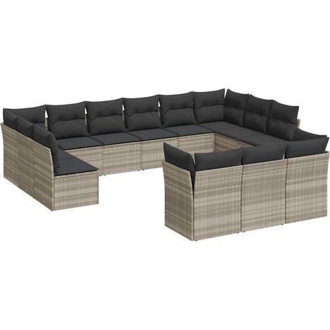 Maison Exclusive - 13-tlg. Garten-Sofagarnitur mit Kissen Hellgra