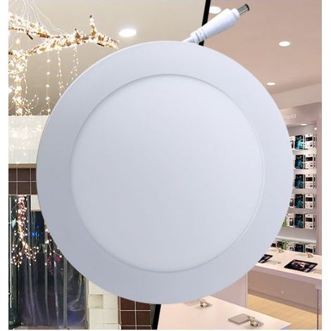 6W 6500K, panneau lumineux encastrable rond blanc, armoire, salle de bain, cage d'escalier, paquet de 2 (1/5)