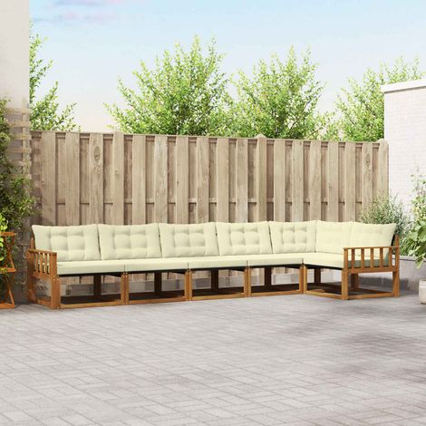 Outdoor-Sofagarnitur mit Kissen 6 pcs Natur und Creme (1/5)