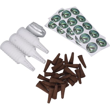 Kit de culture hydroponique pour tomates comprenant 30 capsules de démarrage, paniers de culture, couvercles, éponges, autocollants et autres éléments nutritifs. (1/5)