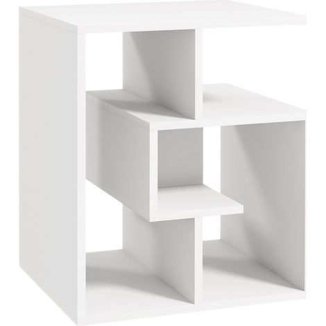 Table of auxiliary white with shelves of storage for living room or bedroom, 45 x 40 x 55 cm (1/5)