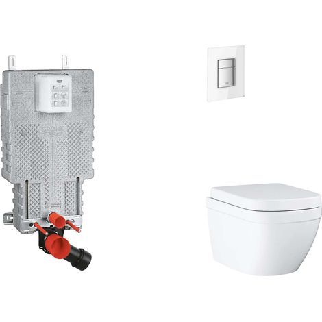 Grohe Uniset - Set bâti-support, cuvette, abattant SoftClose, plaque de déclenchement Skate Cosmopolitan, Triple Vortex, Moon White SANI15BB3107 (1/5)
