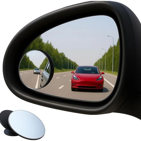 Rétroviseurs d'angle mort pour voitures (lot de 2) - Miroir rond convexe en verre HD, rotatif à 360° et réglable - Compatibilité universelle avec les voitures, SUV et camions (1/5)