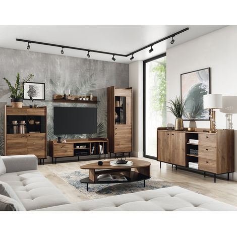 Wohnwand mit Couchtisch und Sideboard in Eiche Nb. VAREDO-132 im angesagten Vintage Design (1/5)