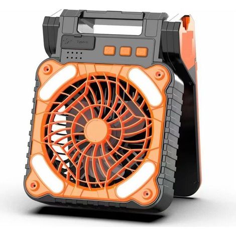 Ventilateur Camping Solaire Portable avec Lumière LED, Minuterie, 4 Vitesses, Ventilateur de Table USB Batterie Rechargeable 10400mAh, Ventilateur Sans Fil Silencieux pour Bureau, Chambre, Barbecue/or (1/5)