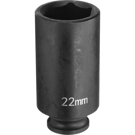 Douille à Chocs Hexagonale, 3/8 Pouce Entraînement 22mm Douille à Écrou Profonde en Acier Cr-Mo à 6 Pans pour Clé Dynamique et Électrique pour Réparation Automobile, 65mm Longue (1/5)