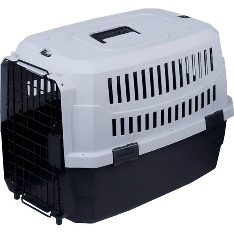 Grande cage de transport bicolore pour animaux de compagnie avec bac à litière, aérée