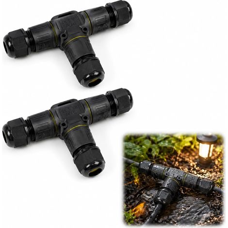 2 PCS Boîte de Jonction, Connecteur Étanche, Connecteur de Câble, Forme de T, 2 Broches, Ip68 Étanche, pour Câbles de 3 À 12 mm, pour Usage Extérieur, Véclairage de Tunnel, Rue, Paysage Et Sous Marin (1/5)