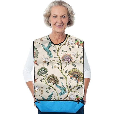 Bavoir adulte, imperméable et lavable, protège-vêtements de repas, tablier élégant avec récupérateur de miettes pour femmes.