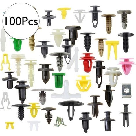 Kit de fixation automatique voiture universel en Nylon Clip de fixation Rivet pour ligne de retenue de panneaux de porte de voiture - 100 pièces (1/4)