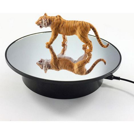 Présentoir De Bijoux Rotatif à 360 Degrés, USB/batterie, Support En Velours/miroir, Base Noire, Dessus De Miroir (1/5)