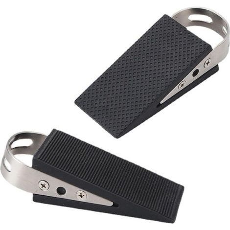 2 pieces soft door wedge, resistant non-slip rubber floor door wedge, with stainless steel handle, for tiles, floors, concrete, carpets (1/5)