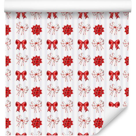 Papier peint de Noël à motifs menthe, blanc et corail 50x1000 cm (1/5)