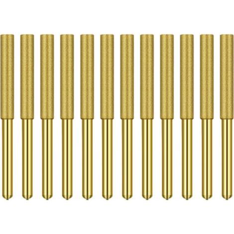 FENOPLASTICAAffûteuse de chaîne pour tronçonneuse Affûteur de tronçonneuse diamant plaqué titane Burr Meules d'affûtage diamantées pour scie à chaîne Pierre Jewerly Wood 12 pcs 5/32 pouces, 4.0mm (1/4)