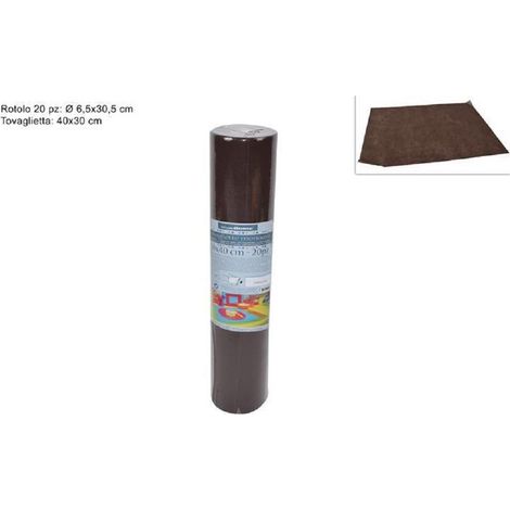 TrAdE Shop Traesio - Set 20 Pezzi Tovagliette Tovaglie A Strappo Runner Tnt Rullo 30 X 40 Cm Marrone -