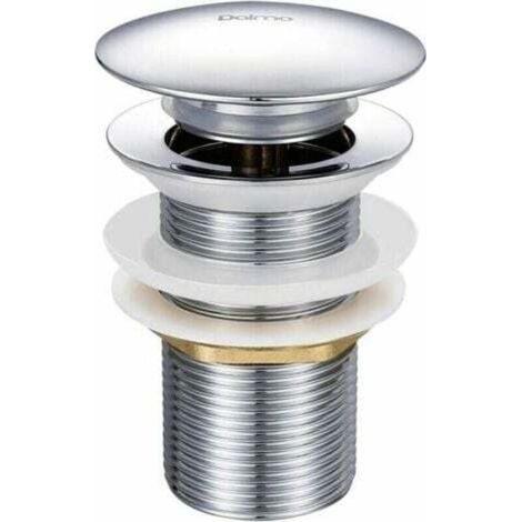 Bonde de lavabo pop-up sans trop-plein – Laiton chromé – Mécanisme bouton poussoir – Diamètre 66mm – Hauteur 78mm – Raccord G 1-1/4 (1/5)