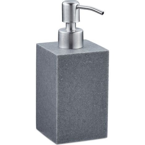Dosatore di sapone quadrato di design per il bagno 17,5 x 7 x 8 cm in poliresina grigia 130009176