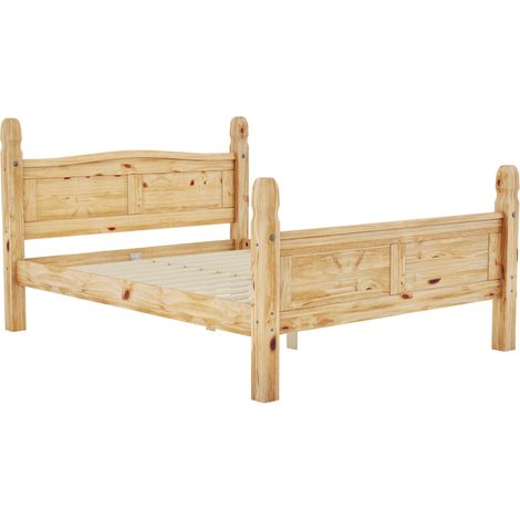 Corona 4ft6 Double Solid Pine Wood Bed Frame, 135 x 190 cm, High-Foot-End