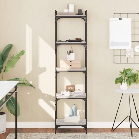 Bücherregal 5 Böden Grau Sonoma 40x30x154 cm Holzwerkstoff (1/5)