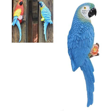 Statue de Parrot Sculpture en Résine Multifonctionnelle pour Jardins Bleu Macaw Gauche (1/5)
