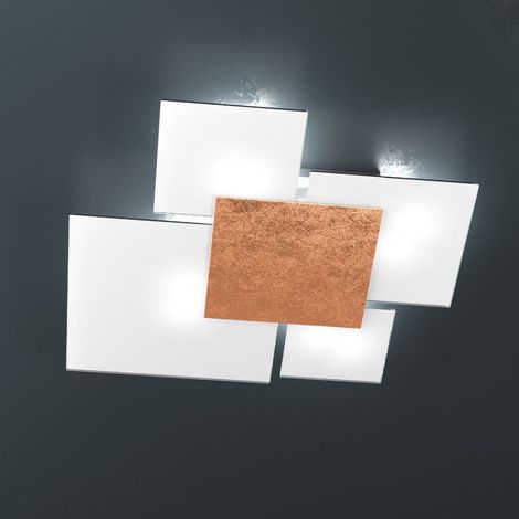 Plafoniera moderna top light upgrade 1148 70 e27 led vetro lampada parete soffitto, colore foglia rame