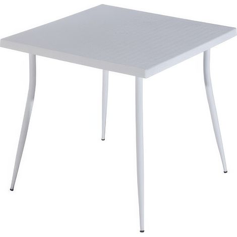 Tavolo da Esterno Atlas Carmen 80 x 80 x h 75 cm Bianco con Piedi in Metallo