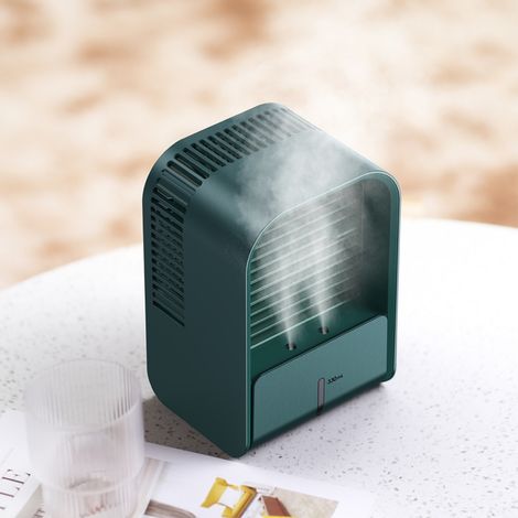 Ventilatore e umidificatore 2 in 1 Cool Breeze - 3 modalità di ventilazione, 2 modalità di umidificazione - Raffreddamento rapido, nebulizzazione fredda, funzionamento silenzioso, ricaricabile tramite (1/5)
