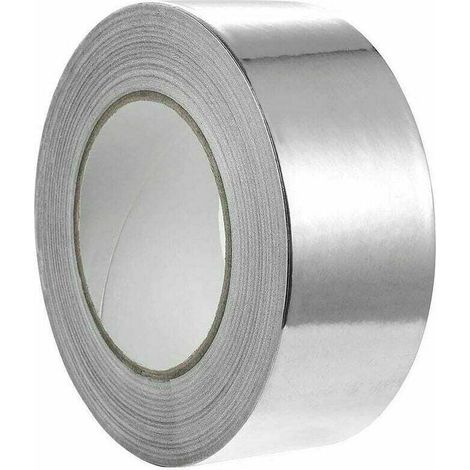 SABIR Ruban en aluminium, adhésif imperméable, ignifuge, imperméable et résistant à la chaleur pour la réparation, l'isolation et l'étanchéité 48 mm x 10 m (rouleau x 1, argent) (1/5)